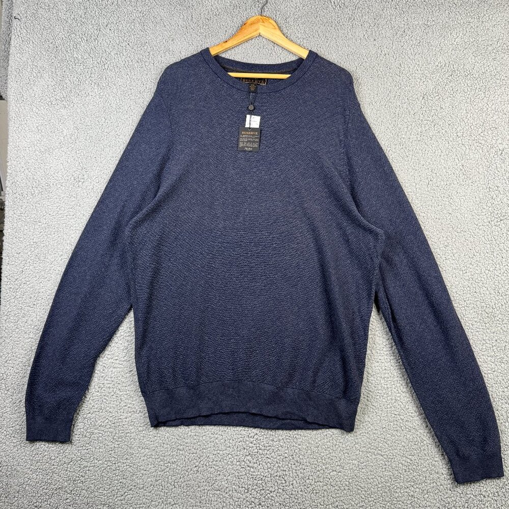 Jos A Bank Reserve Sweater Mens 2XL Navy Cotton Silk Blend Crewneck Pullover NWT